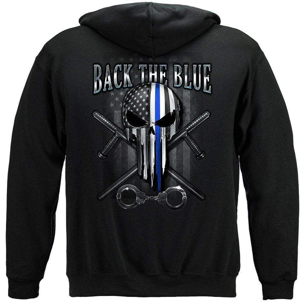 Law Enforcement Back the Blue Freedom Skull Premium Hooded Sweat Shirt
