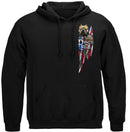 Firefighter Pit Bull Dog Tattoo American Flag Premium Hooded Sweat Shirt