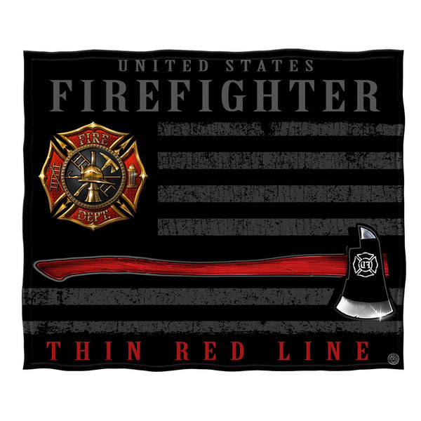 Firefighter Patriotic Flag Axe Premium Plush Blanket
