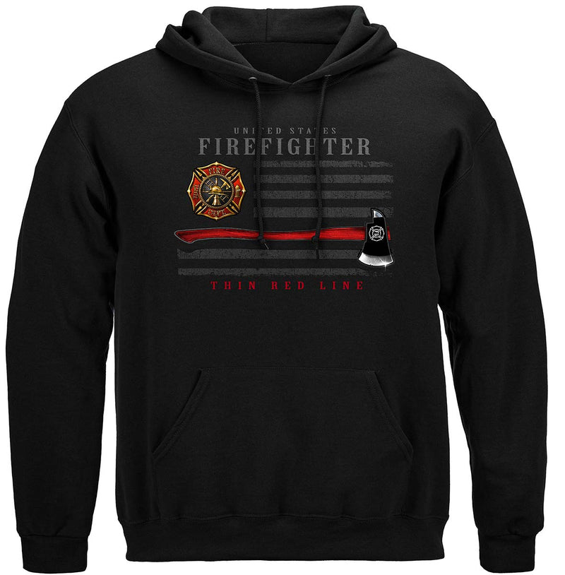 Firefighter Patriotic Flag Axe Premium Hooded Sweat Shirt