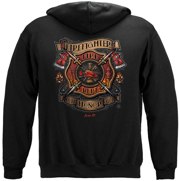Firefighter Tattoo Vintage Ink Premium Hooded Sweat Shirt