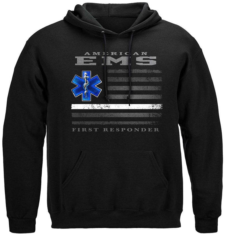 American EMS First Responder Ghost Flag Premium Hooded Sweat Shirt