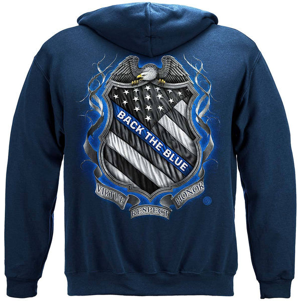 Law enforcement Back the Blue Virtue Respect Honor Premium Hooded Sweat Shirt