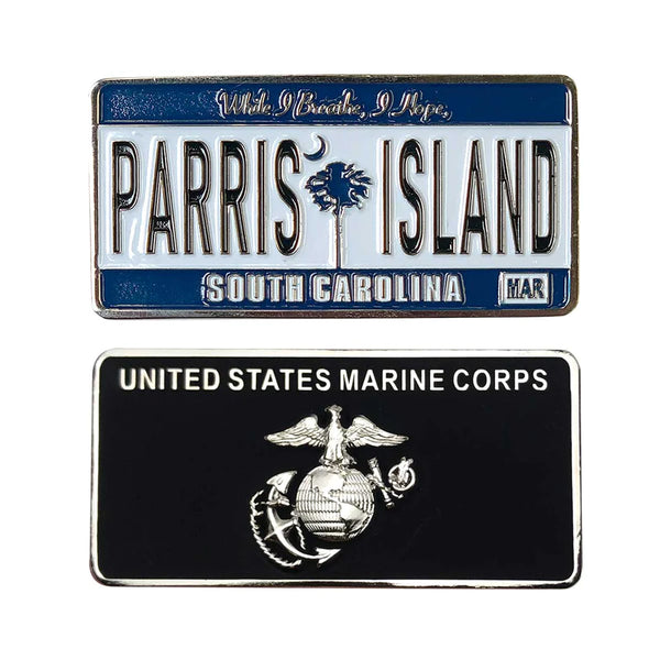 MARINE CORPS COIN: 1.25" LICENSE PLATE PARRIS ISLAND