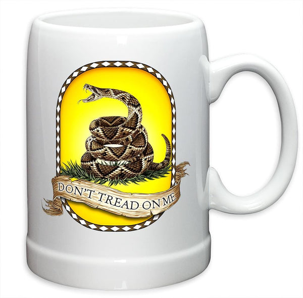 Patriotic Don't Tread on Me Stoneware White Coffee Mug Gift Set