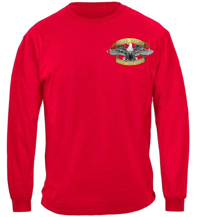 Stand Behind Those Who Serve Premium Hooded Sweat Shirt