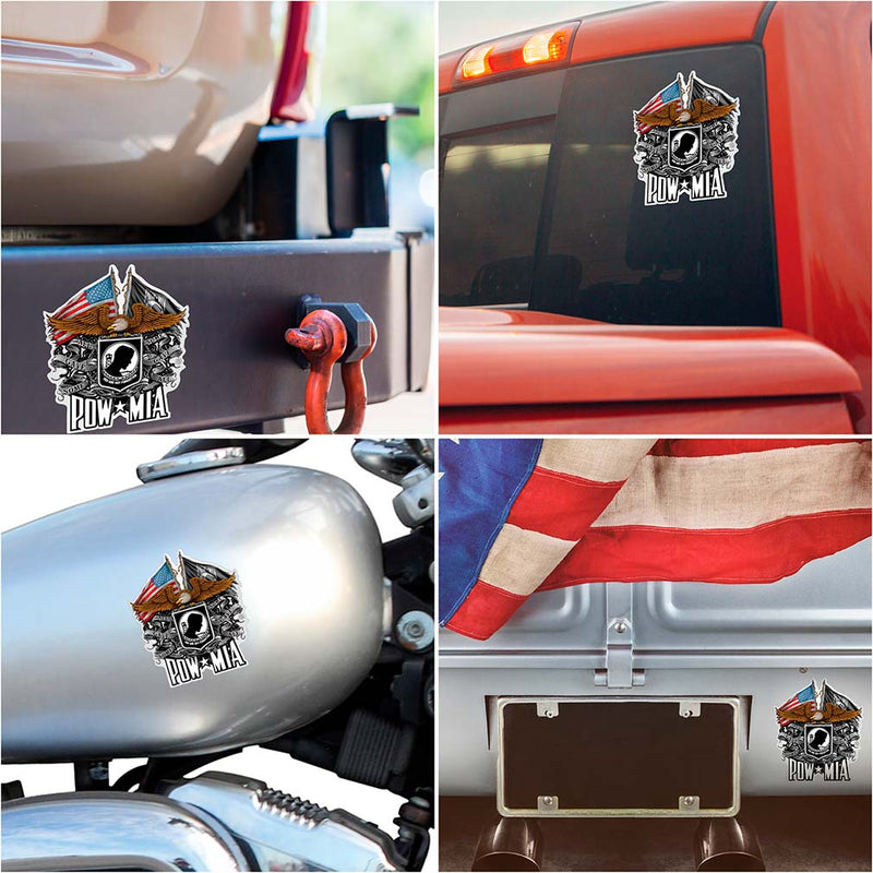 Double Flag Eagle POW Reflective Decal