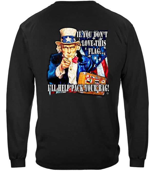 Uncle Sam Pack Your Bags Flag Design Premium Long Sleeves
