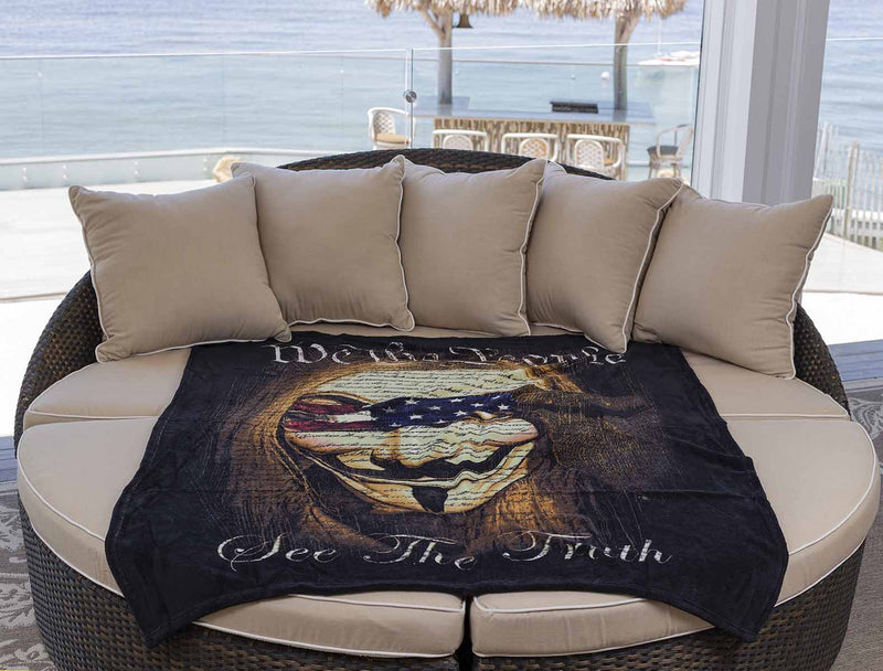 Guy Fawkes and Anonymous We The People See The Truth Premium Blanket