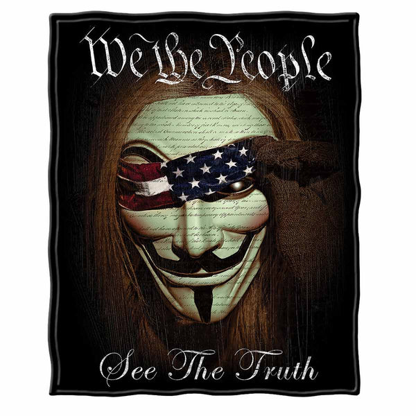 Guy Fawkes and Anonymous We The People See The Truth Premium Blanket
