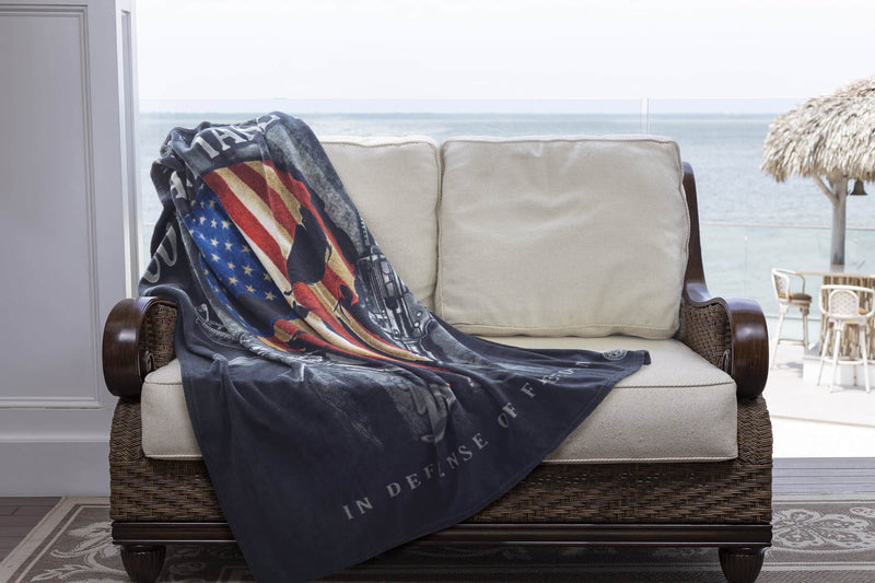 2nd Amendment Skull of Freedom Come and Take It Premium Plush Blanket