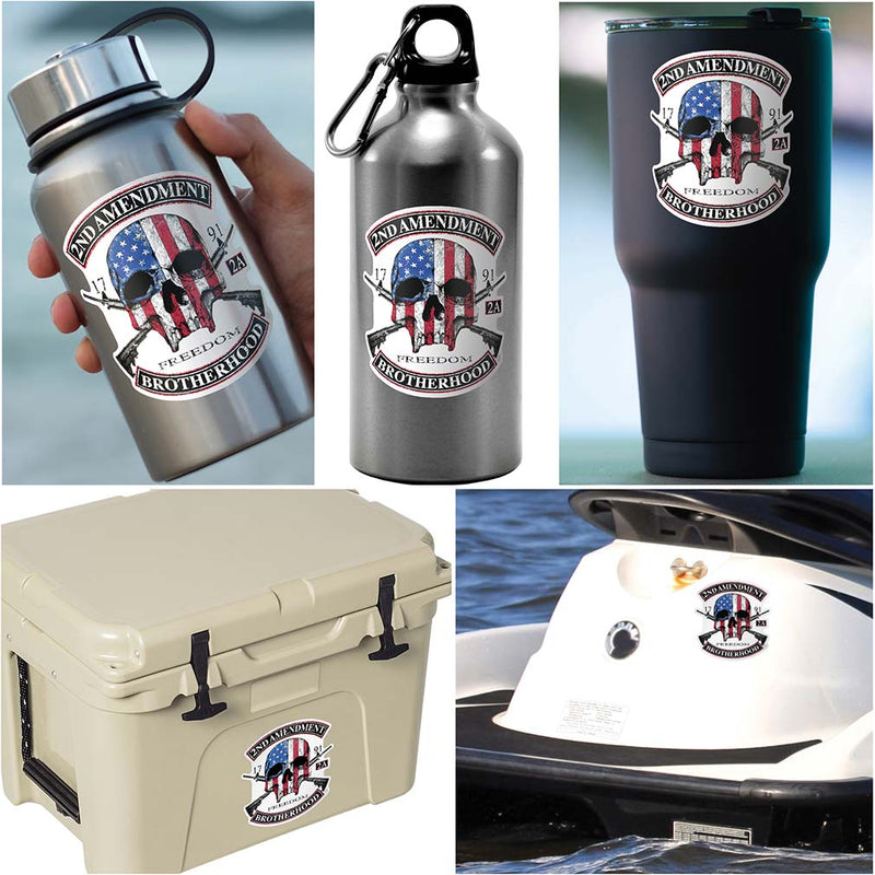 2nd Amendment Brotherhood Biker Skull and Flag Premium Reflective Decal