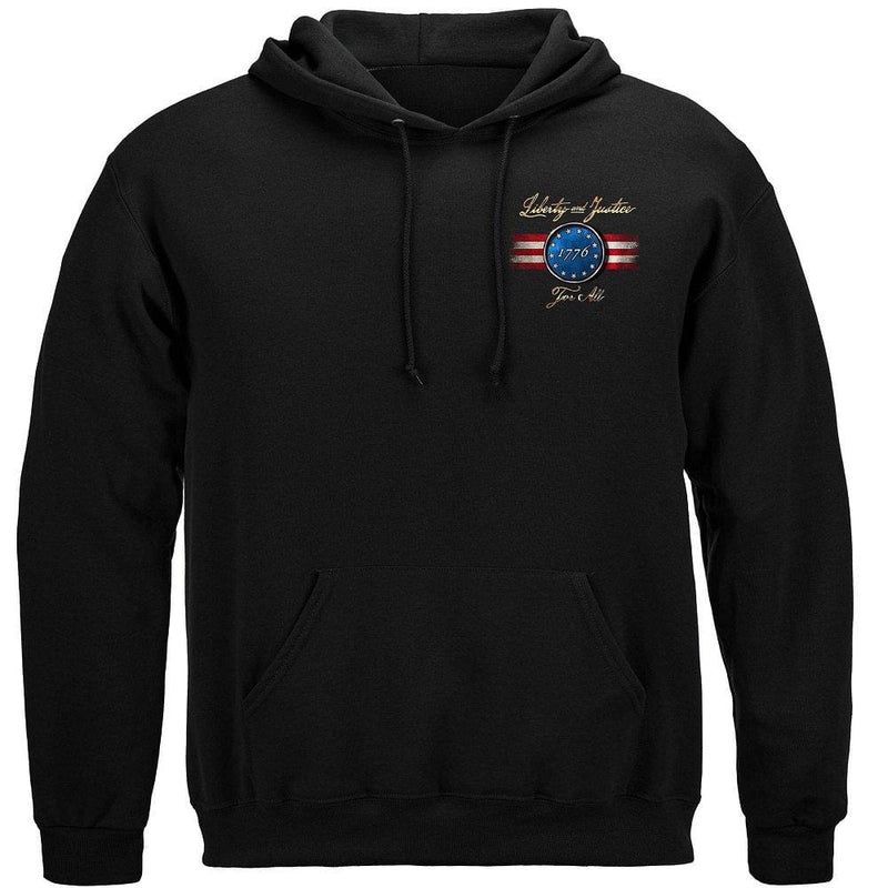 Patriotic 1776 Betsy Ross Flag Liberty and Justice For All Premium Hooded Sweat Shirt