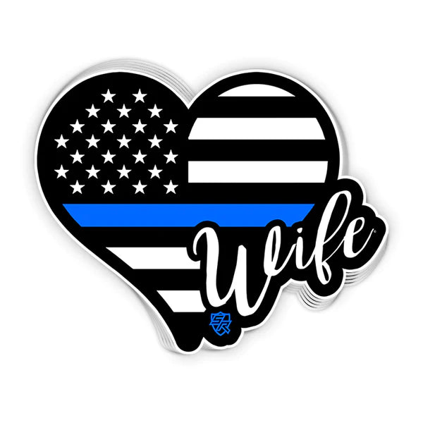 Blue Line Heart Wife Decal