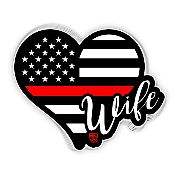 Red Line Heart Wife Decal