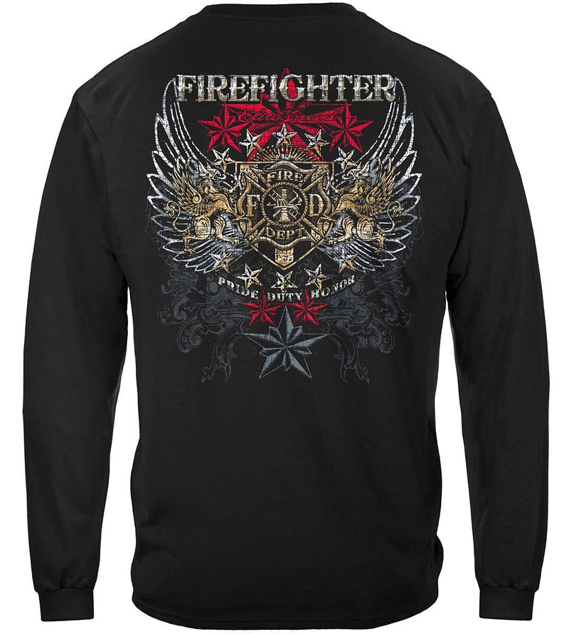 Elite Breed Firefighter Pride Duty Honor Silver Foil Premium T-Shirt