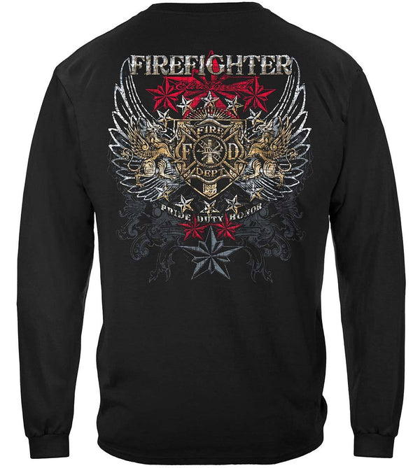 Elite Breed Firefighter Pride Duty Honor Silver Foil Premium Long Sleeves