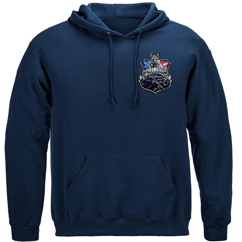 Elite Breed Police Force To Serve and Protect Silver Foil Premium Hooded Sweat Shirt