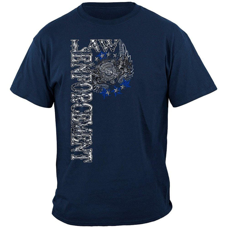 Elite Breed Law Enforcement Chrome Wings Silver Foil Premium T-Shirt