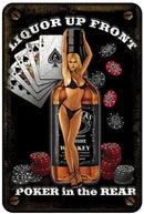 Liquor Upfront Poker in the Rear Aluminium Sign Decor