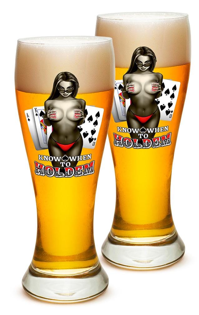 Know when to hold them Poker 23oz Pilsner Glass Glass Set