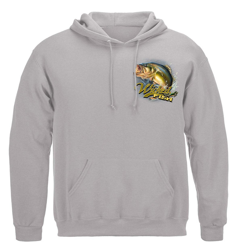 Wicked Fish Large Mouth Bass With Popper Jumping Frog Premium Hooded Sweat Shirt