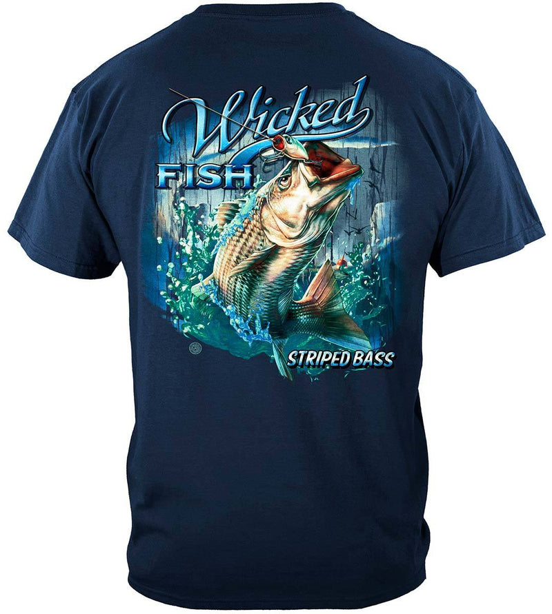 Wicked Fish Striped Bass With Popper Air Born Premium T-Shirt