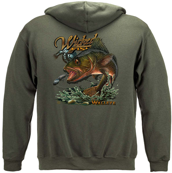 Wicked Fish Walleye Premium Hooded Sweat Shirt