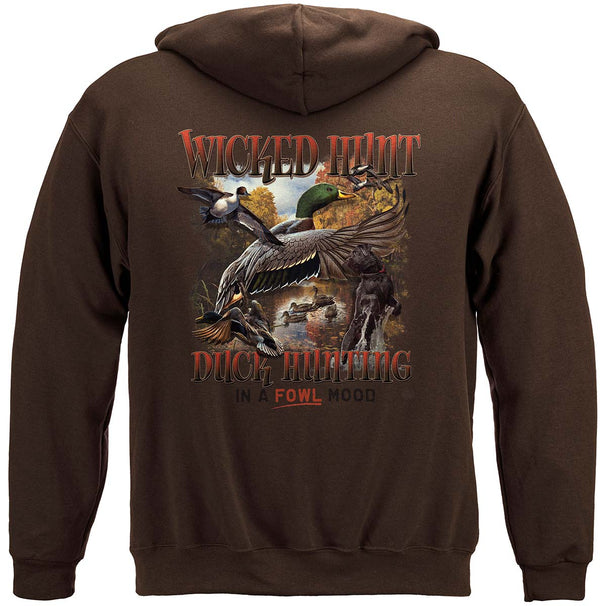 Duck Hunting In A Fowl Mood Premium Hooded Sweat Shirt