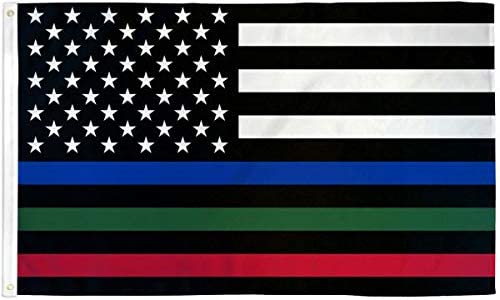 Thin Blue Red Green Line American Flag