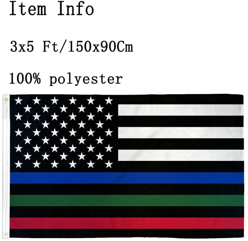 Thin Blue Red Green Line American Flag