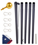 Bronze Bundle Classic Rope Flagpole - Dark Bronze With Solar Light & Flash Collar