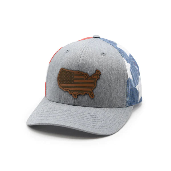 USA Country Flag Leather Patch Hat