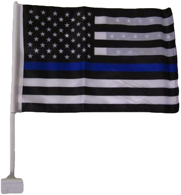 USA Police Thin Blue Line Double Sided Car Window Vehicle 12"x18"