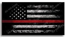Distressed Red Line Flag Decal