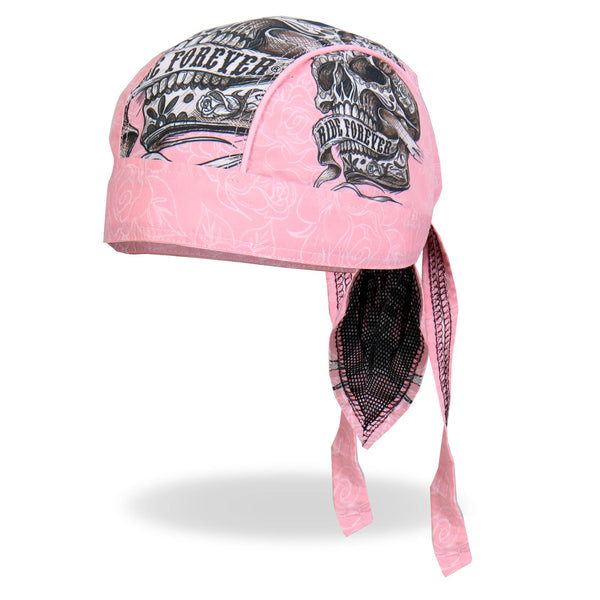 HOT LEATHERS BANNER SKULL HEAD WRAP PINK