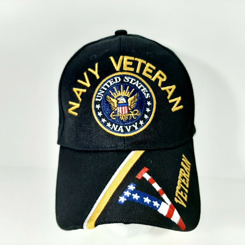 Navy Veteran Hat w/ bold V on Brim