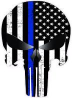 Punisher Blue Line Distressed Flag Decal