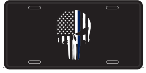 Punisher Police Blue Line License Plate